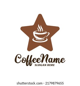 Plantilla de diseño del logotipo del café estrella. Vector de concepto del logo de Coffee Star. Símbolo de icono creativo