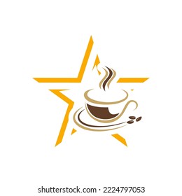 Star Coffee logo design template, Vector coffee logo for coffee shop and and any business related to coffee