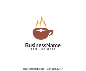 Star Coffee logo design template. Coffee cup vector icon