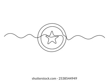 Star coin continuous one line drawing vector illustration