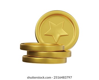 Star coin icon 3d render illustration