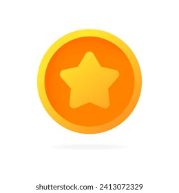 Star coin icon. Flat, yellow, star in a coin, star coin. Vector icon