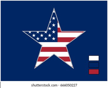Star collected from US flag elements on a blue background