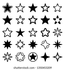 Star collection. Different stars set. Vector illustration