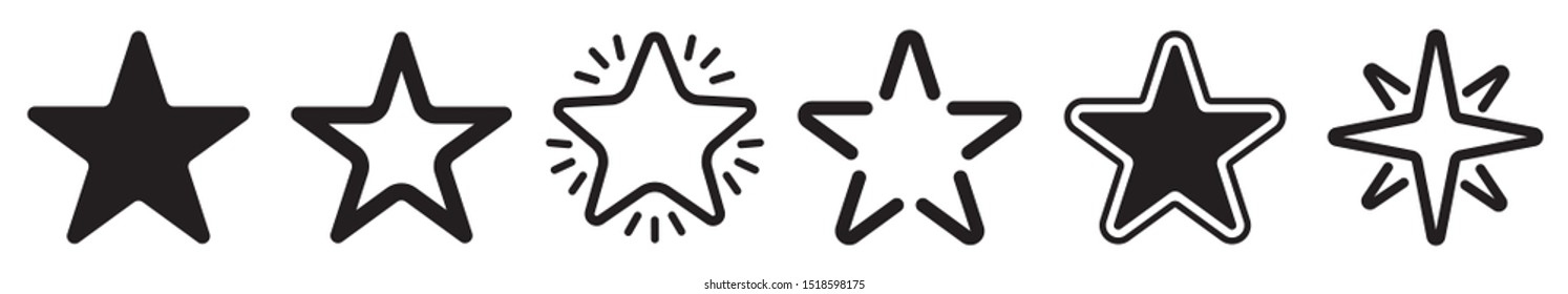 Star collection. Different stars set. Vector illustration