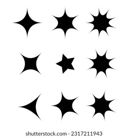Star-Kollektion. Star-Vektorsymbol einzeln auf transparentem Hintergrund. Black Star Icon Kollektion. Sterne im modernen, einfachen und flachen Stil