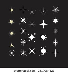 Star collection .Star vector icons.Golden set of star. Modern simple flat and line style