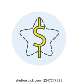 Star color icon. Special offer and loyalty program. Cashback and prizes, bonuses and interest. Creativity and art. Logotype for company and organization, branding. Cartoon flat vector illustration