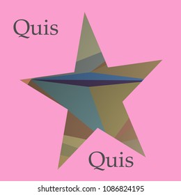 Star color, on a pink background light shade. Drawing a bright abstraction.