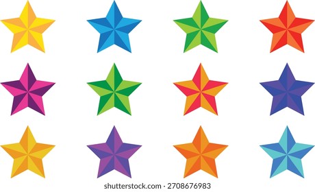 Star Colorful vector icons. Set of star symbols isolated. Shine icon—stars vector collection.	