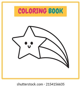 Star Coloring Book or Outline Vector Illustration