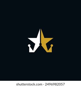 Sternenkombination mit Krone, negativem Raum Firmenlogo Design.