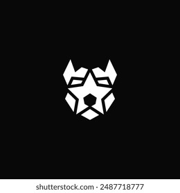 Combinación de estrellas con cabeza de perro. Diseño de logotipo.