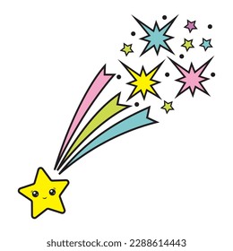 star comet,color vector isolated cartoon-style illustration