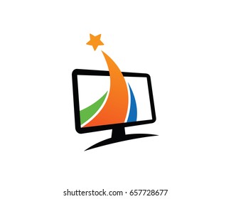Star Comp Logo Template Design Vector, Emblem, Design Concept, Creative Symbol, Icon