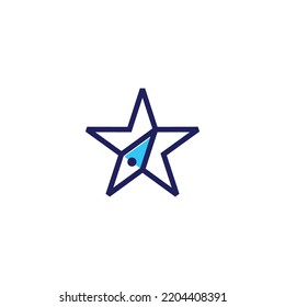 star with compass needle logo design