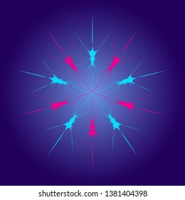 Star complex forms. Fireworks isolated on blue background. Vector EPS10