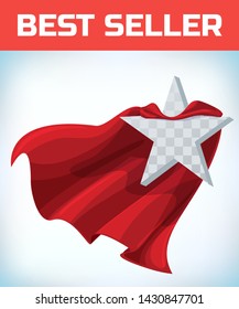 Star concept. Star in cape. Super cloak.   Leadership sign. Superhero template. Leader. Imagination symbol. 