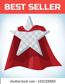 Star concept. Star in cape. Super cloak.  Leadership sign. Superhero template. Leader. 