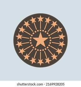 Star conceptual seamless mandala vector design. Golden Star shape mandala tiles, ceramics, and decorative template design.