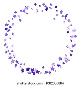 Star confetti. Bright violet random stars falling randomly on a white background. Bright design. Suitable for your design, cards, invitations, gifts, vip.
