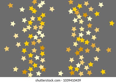 Star Confetti. Star Falling Pattern. Gentle Pattern in modern design for your project. Starlight Night. Astral Design. Confetti Fall Chaotic Decor. Grey background. Vector illustration