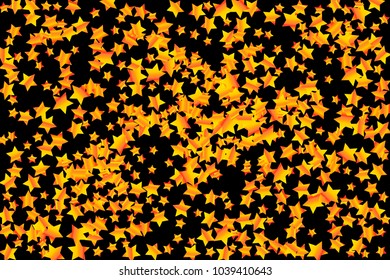Star Confetti. Star Falling Pattern. Gentle Pattern in modern design for your project. Starlight Night. Astral Design. Confetti Fall Chaotic Decor. Black background. Vector illustration