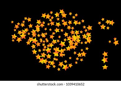Star Confetti. Star Falling Pattern. Gentle Pattern in modern design for your project. Starlight Night. Astral Design. Confetti Fall Chaotic Decor. Black background. Vector illustration