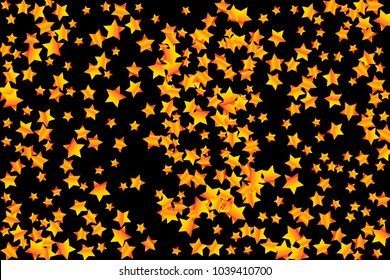 Star Confetti. Star Falling Pattern. Gentle Pattern in modern design for your project. Starlight Night. Astral Design. Confetti Fall Chaotic Decor. Black background. Vector illustration