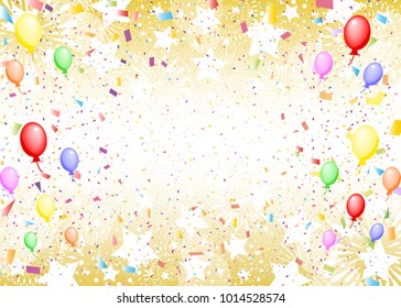 Star and confetti and fireworks
