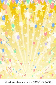 Star and confetti and gold background