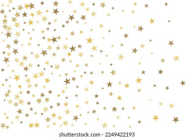 Star confetti. Gold casual confetti background. Bright design pattern.