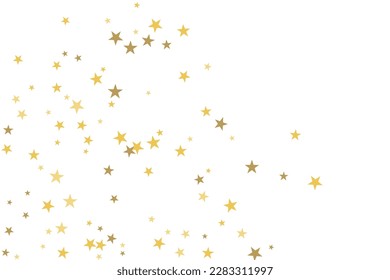 Star confetti. Gold casual confetti background. Bright design pattern.