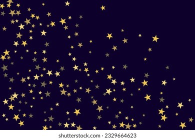 Star confetti. Gold casual confetti background. Bright design pattern.