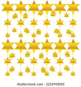 Star confetti. Gold random confetti background. Bright design template. Vector white and yellow cover template. 