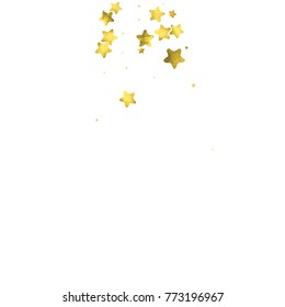 Star confetti. Gold random confetti background. Bright design template. Vector white and yellow cover template. Birthday or wedding invitation template. Abstract card for gifts. 2018 new year greeting