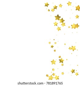 Star confetti. Gold random confetti background. Bright design template. Vector white and yellow cover template. Birthday or wedding invitation template. Abstract card for gifts. 2018 new year greeting