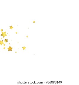 Star confetti. Gold random confetti background. Bright design template. Vector white and yellow cover template. Birthday or wedding invitation template. Abstract card for gifts. 2018 new year greeting