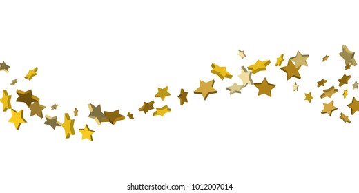 Star confetti. Golden casual confetti background. Bright design pattern. Vector white template with gold stars. Suitable for your design, cards, invitations, gift, vip.