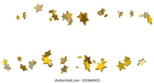 Star confetti. Golden casual confetti background. Bright design pattern. Vector white template with gold stars. Suitable for your design, cards, invitations, gift, vip.