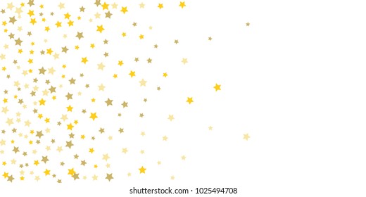 Star confetti. Golden casual confetti background. Bright design pattern. Vector white template with gold stars. Suitable for your design, cards, invitations, gift, vip. 