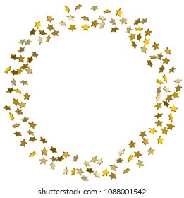 Star confetti. Golden casual confetti background.  Illustration of flying shiny stars. Decorative element. Bright design pattern. Suitable for your design, cards, invitations, gift, vip.