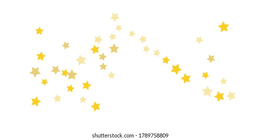 Star confetti. Golden casual confetti background. Bright design pattern. Vector white template with gold stars. Suitable for your design, cards, invitations, gift, vip. 