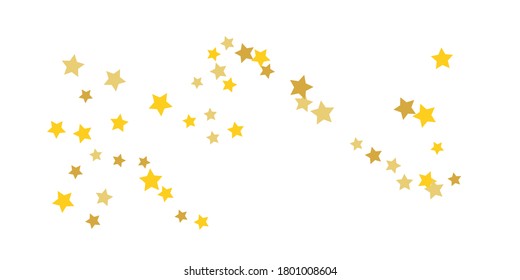 Star confetti. Golden casual confetti background. Bright design pattern. Vector white template with gold stars. Suitable for your design, cards, invitations, gift, vip. 