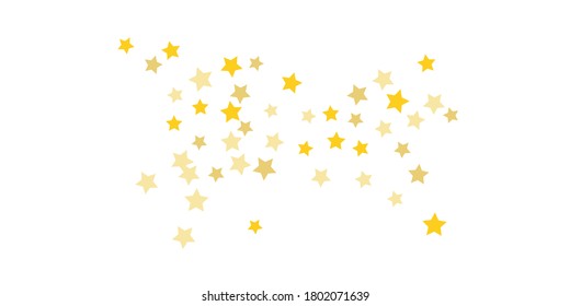 Star confetti. Golden casual confetti background. Bright design pattern. Vector white template with gold stars. Suitable for your design, cards, invitations, gift, vip. 