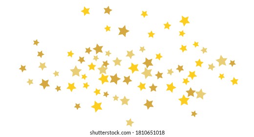 Star confetti. Golden casual confetti background. Bright design pattern. Vector white template with gold stars. Suitable for your design, cards, invitations, gift, vip. 