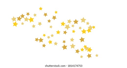 Star confetti. Golden casual confetti background. Bright design pattern. Vector white template with gold stars. Suitable for your design, cards, invitations, gift, vip. 