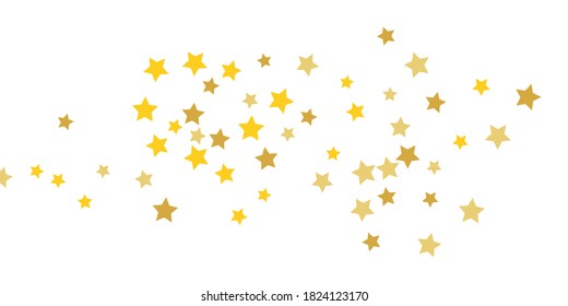 Star confetti. Golden casual confetti background. Bright design pattern. Vector white template with gold stars. Suitable for your design, cards, invitations, gift, vip. 