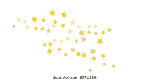 Star confetti. Golden casual confetti background. Bright design pattern. Vector white template with gold stars. Suitable for your design, cards, invitations, gift, vip. 