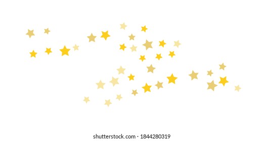 Star confetti. Golden casual confetti background. Bright design pattern. Vector white template with gold stars. Suitable for your design, cards, invitations, gift, vip. 